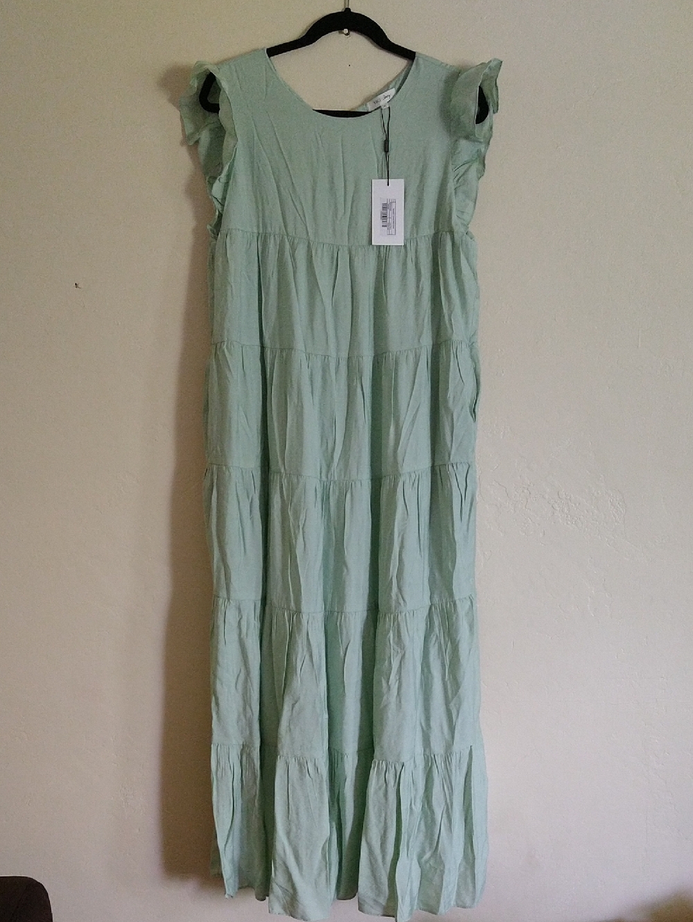 Vici+Destiny Light Green Tiered Maxi Dress - Women's Casual Summer Dress Size XL